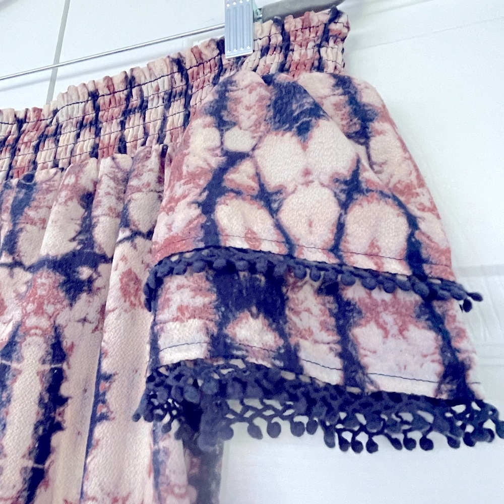 Target off the shoulder tie dye dress with ruffle sleeves